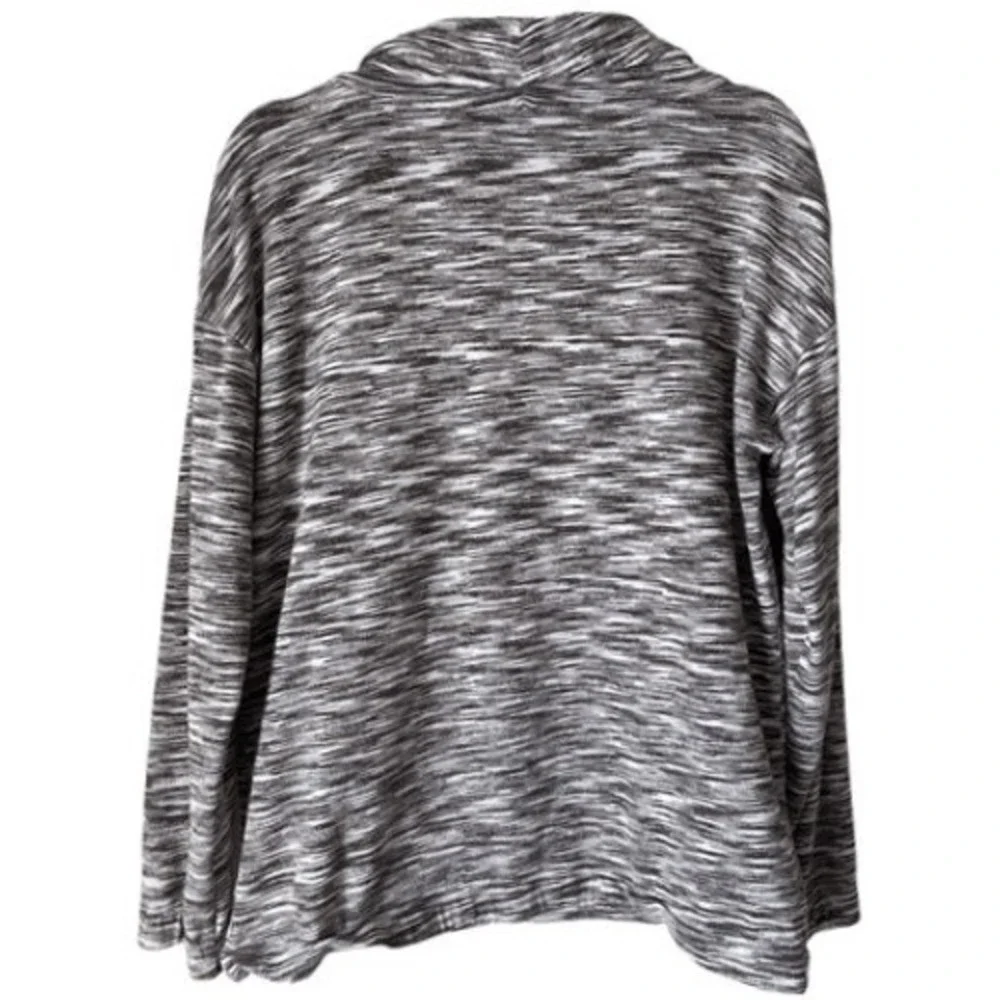 S2 Talbots Space Dye Funnel Neck Top Gray Melange Slouchy Gorpcore Athleisure